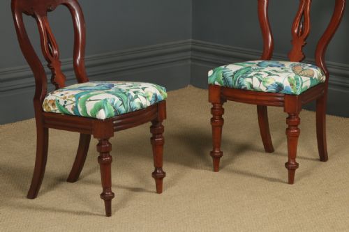 fig 2. Antique English Victorian Pair of Mahogany Spear Back Dining / Occasional / Office Desk Chairs (Circa 1870)