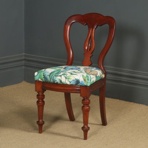 fig 3. Antique English Victorian Pair of Mahogany Spear Back Dining / Occasional / Office Desk Chairs (Circa 1870)