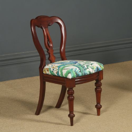 fig 4. Antique English Victorian Pair of Mahogany Spear Back Dining / Occasional / Office Desk Chairs (Circa 1870)
