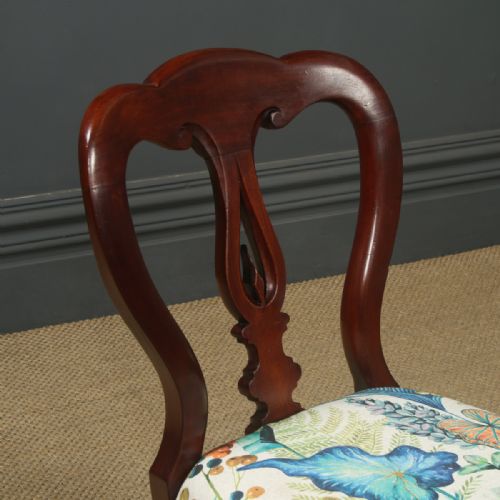 fig 5. Antique English Victorian Pair of Mahogany Spear Back Dining / Occasional / Office Desk Chairs (Circa 1870)
