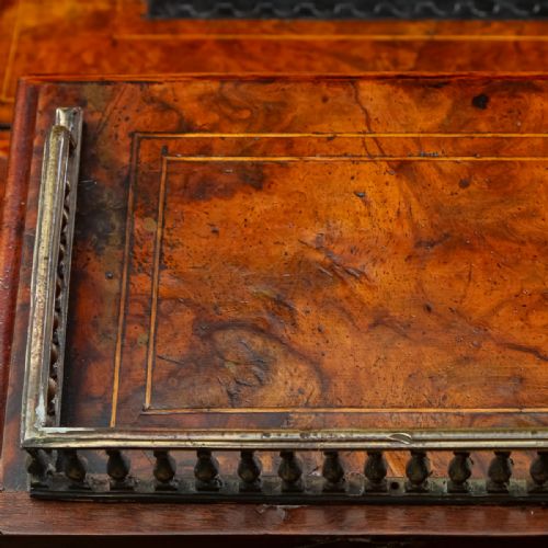 fig 3. Antique English Victorian Burr Walnut Freestanding Davenport Writing Desk (Circa 1860)