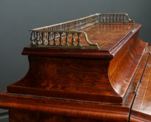 fig 4. Antique English Victorian Burr Walnut Freestanding Davenport Writing Desk (Circa 1860)