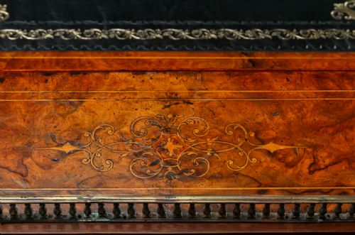 fig 6. Antique English Victorian Burr Walnut Freestanding Davenport Writing Desk (Circa 1860)