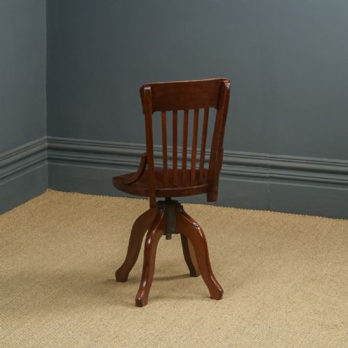 fig 2. Antique English Edwardian Beech Revolving Office Desk Side Chair (Circa 1910)