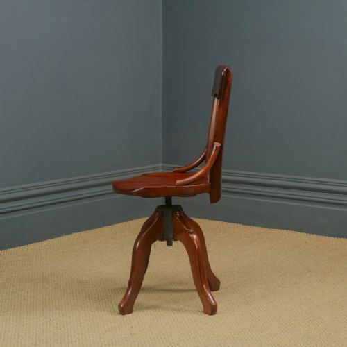 fig 4. Antique English Edwardian Beech Revolving Office Desk Side Chair (Circa 1910)