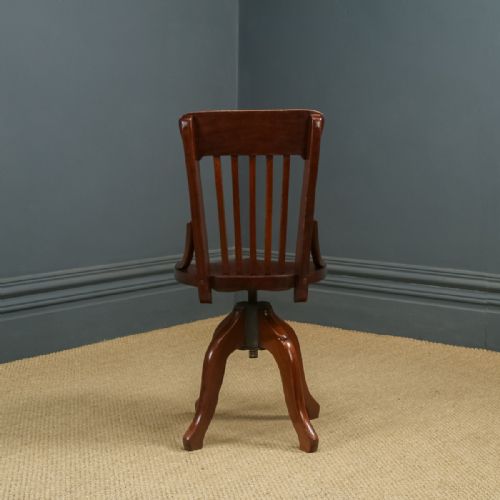 fig 6. Antique English Edwardian Beech Revolving Office Desk Side Chair (Circa 1910)