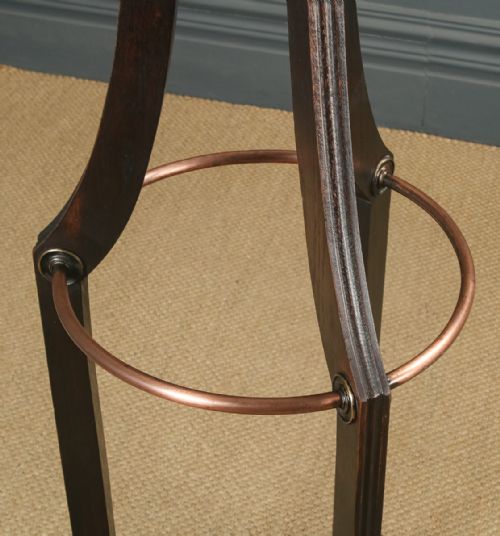 fig 7. Antique Edwardian Oak & Brass Arts & Crafts Revolving Coat, Hat, Stick & Umbrella Hall Stand (Circa 1910)