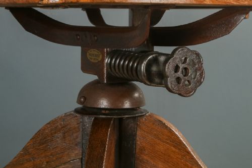 fig 5. Antique English Edwardian Oak & Red Leather Revolving Office Desk Arm Chair (Circa 1910)