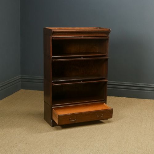 fig 3. Antique English George V Minty Globe Wernicke Style Oak Three Tier Glazed Sectional Bookcase (Circa 1920)