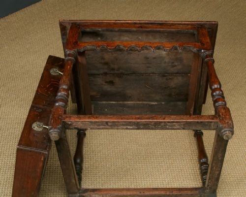 fig 5. Antique English Georgian Oak & Ash Occasional Hall Writing Lowboy Side Table with Drawer (Circa 1720)
