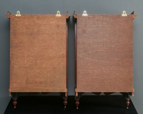 fig 3. Antique English Pair of Victorian Rosewood & Brass Wall Hanging Glazed Display Cabinets / Cupboards (Circa 1860)
