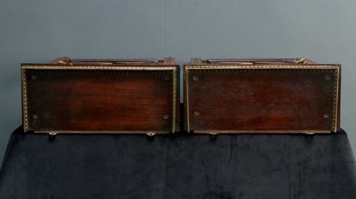 fig 4. Antique English Pair of Victorian Rosewood & Brass Wall Hanging Glazed Display Cabinets / Cupboards (Circa 1860)