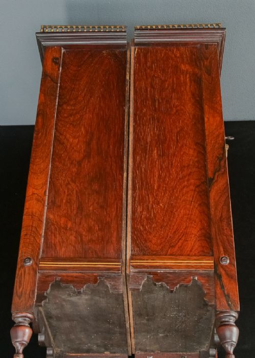 fig 5. Antique English Pair of Victorian Rosewood & Brass Wall Hanging Glazed Display Cabinets / Cupboards (Circa 1860)
