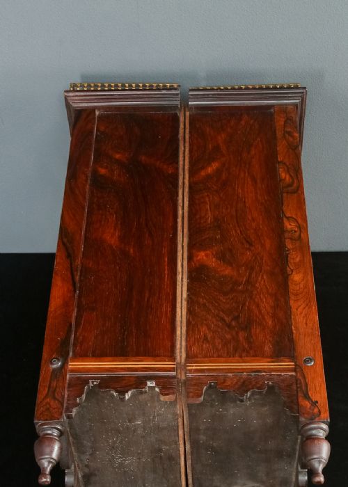 fig 6. Antique English Pair of Victorian Rosewood & Brass Wall Hanging Glazed Display Cabinets / Cupboards (Circa 1860)