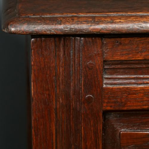 fig 3. Antique English Georgian Oak Twin Panel Coffer Chest Blanket Box Trunk (Circa 1720)