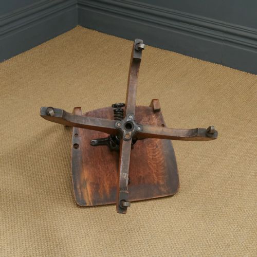 fig 4. Antique English Edwardian Oak Revolving Office Desk Side Chair (Circa 1910)