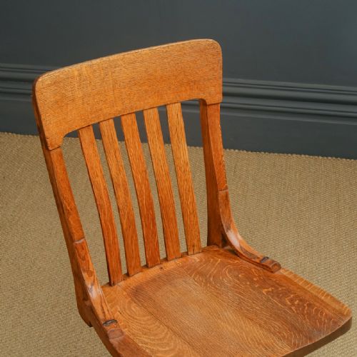 fig 8. Antique English Edwardian Oak Revolving Office Desk Side Chair (Circa 1910)