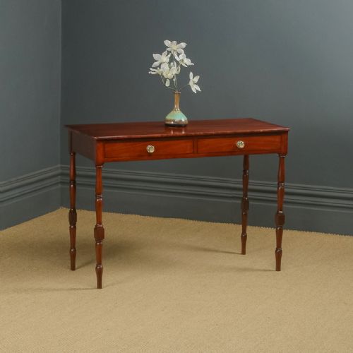 Antique English Georgian Regency Mahogany Console / Writing / Side Occasional Table with Drawers (Circa 1825)