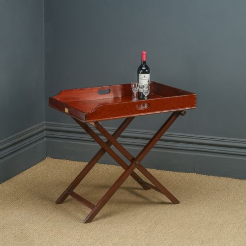 fig 1. Antique English Georgian Mahogany Butlers Drinks Tray Table & Stand (Circa 1820)