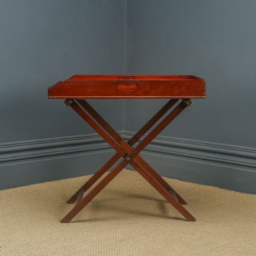 fig 2. Antique English Georgian Mahogany Butlers Drinks Tray Table & Stand (Circa 1820)