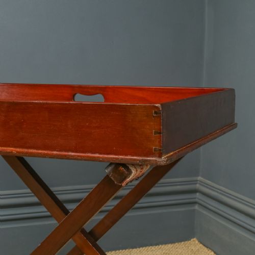 fig 3. Antique English Georgian Mahogany Butlers Drinks Tray Table & Stand (Circa 1820)