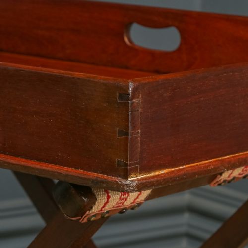 fig 4. Antique English Georgian Mahogany Butlers Drinks Tray Table & Stand (Circa 1820)