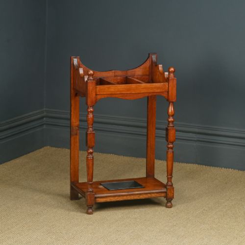 fig 1. Antique English Victorian Oak Stick & Umbrella Hall Stand (Circa 1880)