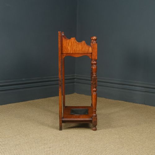 fig 2. Antique English Victorian Oak Stick & Umbrella Hall Stand (Circa 1880)
