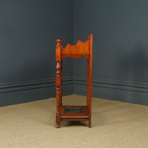 fig 3. Antique English Victorian Oak Stick & Umbrella Hall Stand (Circa 1880)