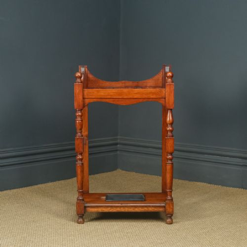 fig 5. Antique English Victorian Oak Stick & Umbrella Hall Stand (Circa 1880)