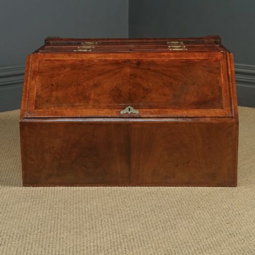 fig 6. Antique English 18th Century Georgian Figured Walnut Inlaid Bureau Desk (Circa 1740)