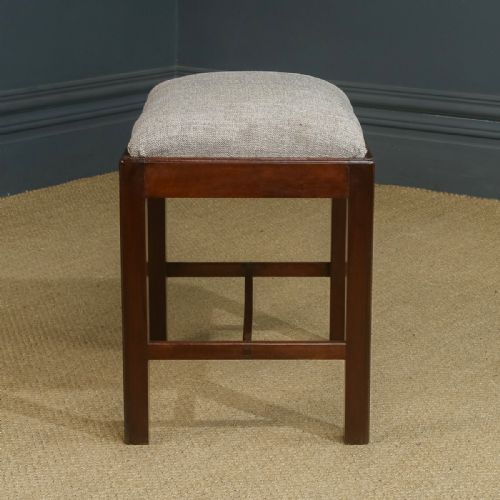 fig 1. Antique English Georgian Style Mahogany Upholstered Dressing / Piano / Foot Stool (Circa 1890)