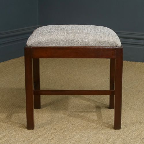 fig 2. Antique English Georgian Style Mahogany Upholstered Dressing / Piano / Foot Stool (Circa 1890)