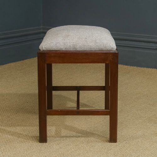 fig 3. Antique English Georgian Style Mahogany Upholstered Dressing / Piano / Foot Stool (Circa 1890)
