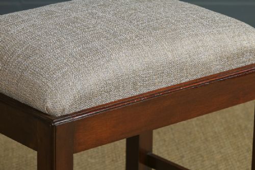 fig 5. Antique English Georgian Style Mahogany Upholstered Dressing / Piano / Foot Stool (Circa 1890)