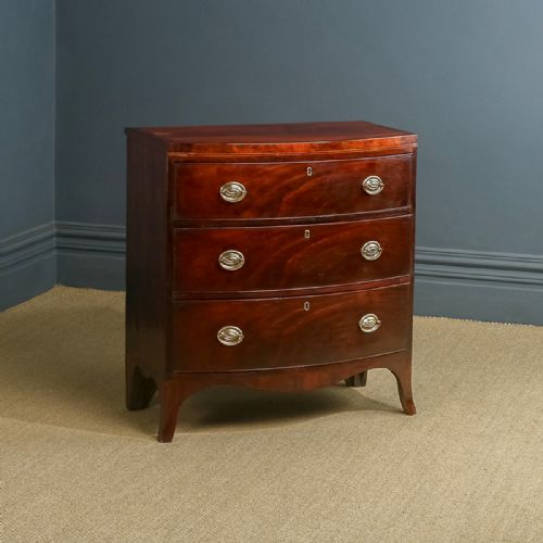 Small Antique English Georgian Regency Mahogany Bow Front Chest of Drawers (Circa 1820)