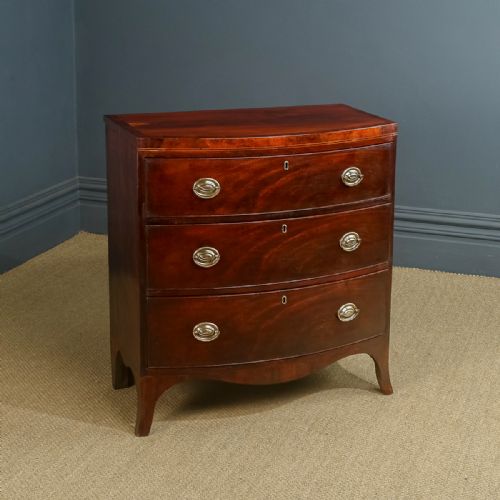 fig 1. Small Antique English Georgian Regency Mahogany Bow Front Chest of Drawers (Circa 1820)