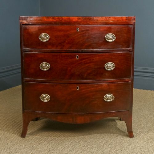 fig 4. Small Antique English Georgian Regency Mahogany Bow Front Chest of Drawers (Circa 1820)