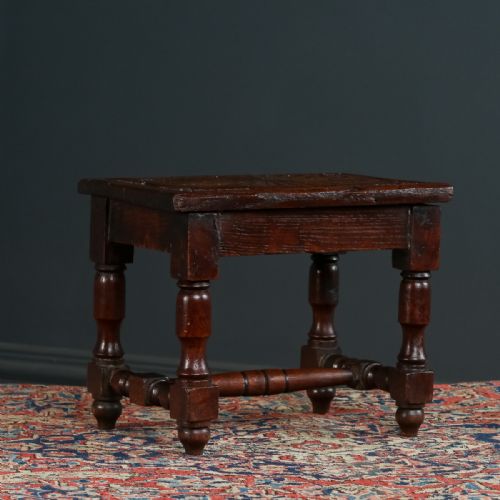 SMALL ANTIQUE ENGLISH VICTORIAN 17TH CENTURY STYLE OAK JOINT TEDDY BEAR DOLL STOOL CIRCA 1890 - ADDITIONAL PHOTO 1