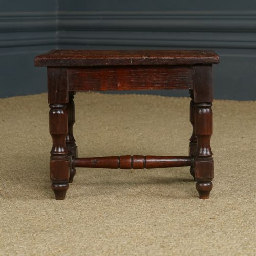 SMALL ANTIQUE ENGLISH VICTORIAN 17TH CENTURY STYLE OAK JOINT TEDDY BEAR DOLL STOOL CIRCA 1890 - ADDITIONAL PHOTO 4