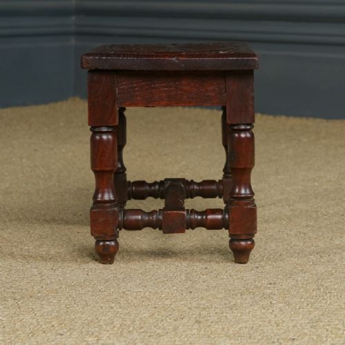 SMALL ANTIQUE ENGLISH VICTORIAN 17TH CENTURY STYLE OAK JOINT TEDDY BEAR DOLL STOOL CIRCA 1890 - ADDITIONAL PHOTO 6