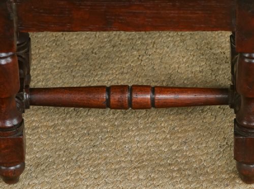 SMALL ANTIQUE ENGLISH VICTORIAN 17TH CENTURY STYLE OAK JOINT TEDDY BEAR DOLL STOOL CIRCA 1890 - ADDITIONAL PHOTO 8