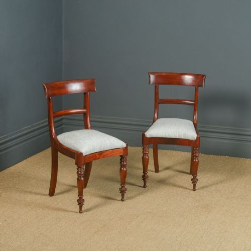 Antique English William IV Pair of Mahogany Bar Back Dining Chairs (Circa 1835)