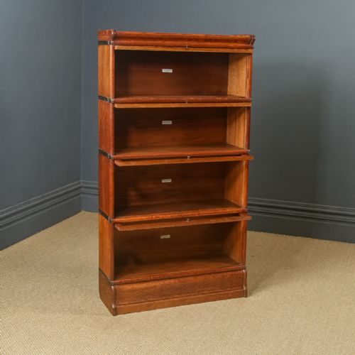 fig 3. Antique English George V Globe Wernicke Oak Four Tier Glazed Sectional Bookcase (Circa 1920)