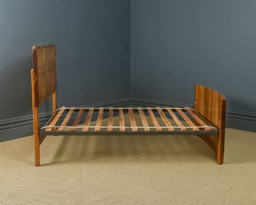 fig 5. Antique English Art Deco Burr Walnut 4ft 6” Double Size Bed by Roberts & Co. of Willenhall (Circa 1930)