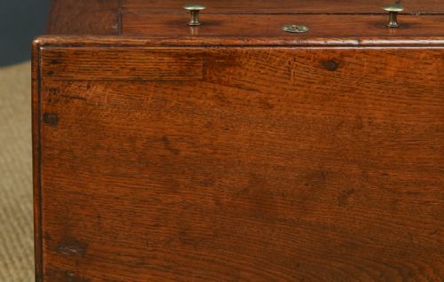 fig 4. Antique English Georgian Oak Three Drawer Dresser Base Sideboard Cupboard (Circa 1780)