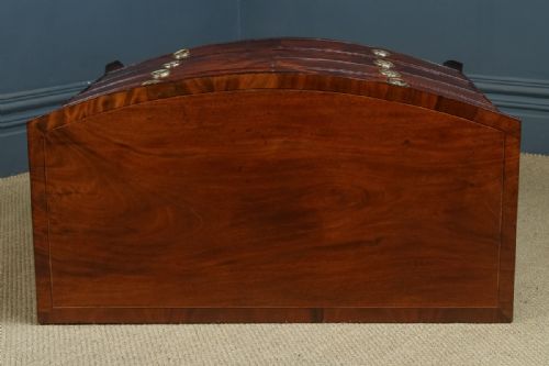 fig 5. Antique English Georgian Regency Flame Mahogany Bow Front Chest of Drawers (Circa 1820)