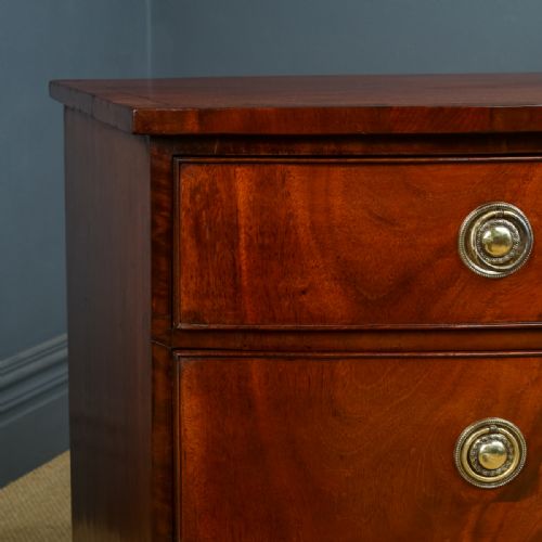 fig 7. Antique English Georgian Regency Flame Mahogany Bow Front Chest of Drawers (Circa 1820)