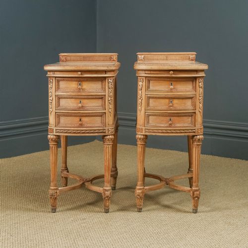ANTIQUE ITALIAN 19TH CENTURY RENAISSANCE BEECH LIME WASHED BESIDE TABLES CABINETS NIGHTSTANDS CIRCA 1870 - ADDITIONAL PHOTO 1