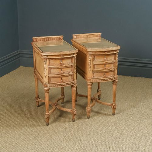 ANTIQUE ITALIAN 19TH CENTURY RENAISSANCE BEECH LIME WASHED BESIDE TABLES CABINETS NIGHTSTANDS CIRCA 1870 - ADDITIONAL PHOTO 2